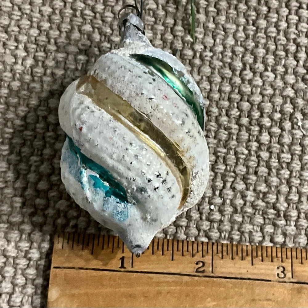 Vintage West German Bumpy Striped Twisted Christmas Ornament MCM